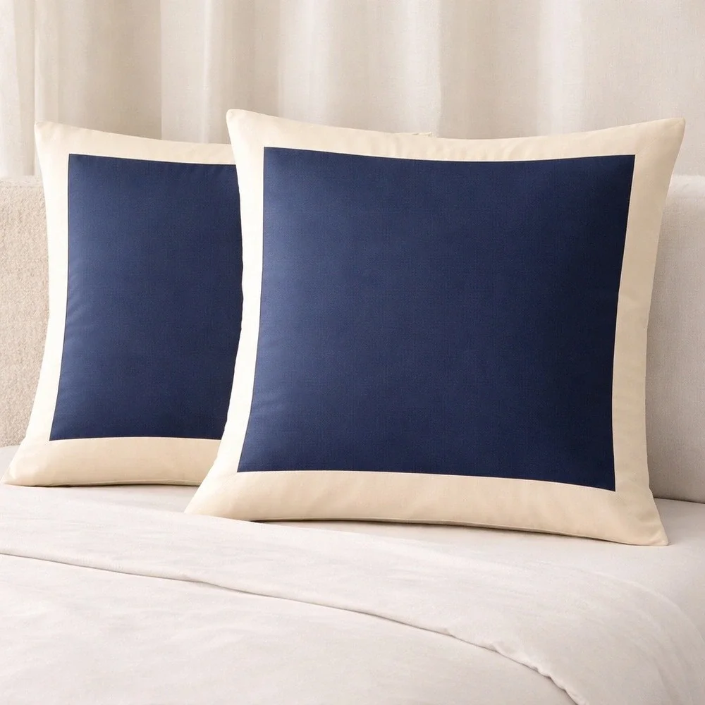 Frette Navy‎ Blue Duvet Cover + Euro Sham Set Luxury Italian Bedding Size King
